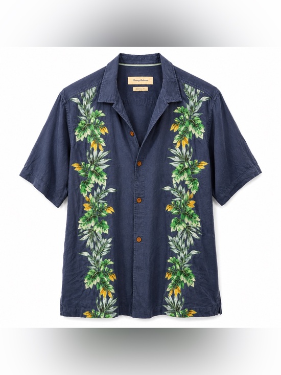 Tommy Bahama Other - Tommy Bahama 100% Silk Hawaiian Camp Shirt Blue Tropical Floral Men’s Large